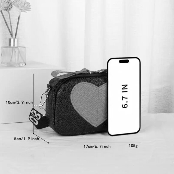 Purse Heart Bag Crossbody Shoulder Strap Textured Love Stylish Trendy Glam Fun - Picture 3 of 3